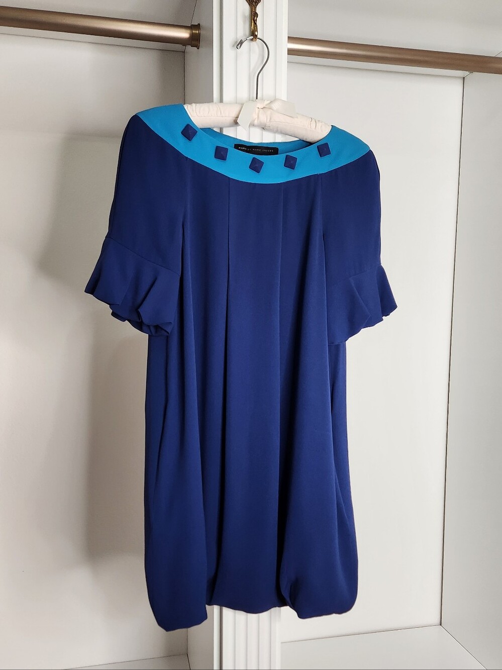 Marc By Marc Jacobs Cobalt Blue Shift Dress with Turquoise Yoke